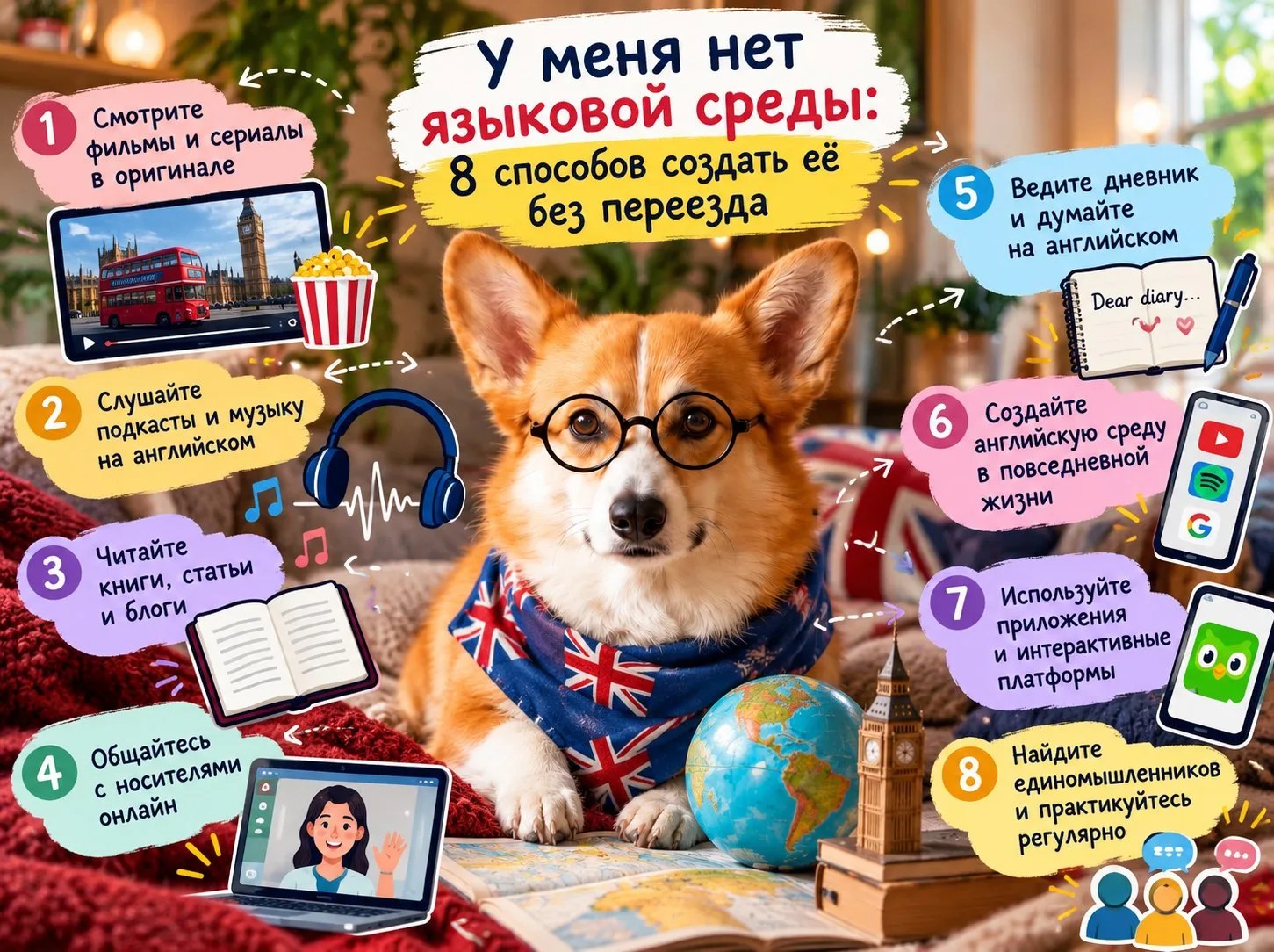 «У меня нет языковой среды»: 8 способов создать её без переезда